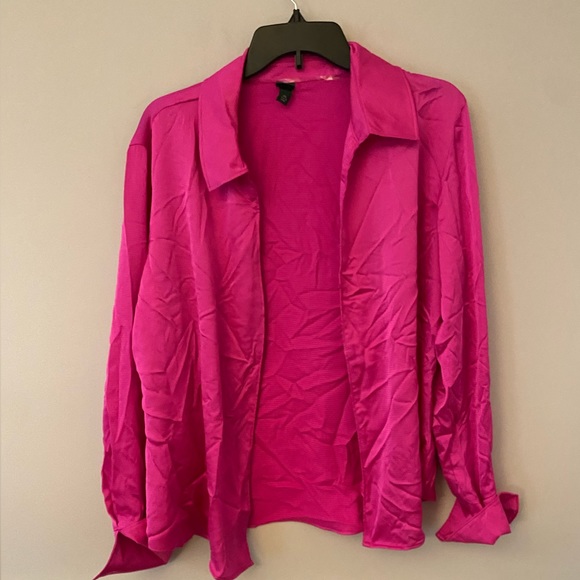 Wild fable shiny pink long sleeve shirt no buttons. XXL - Picture 3 of 7